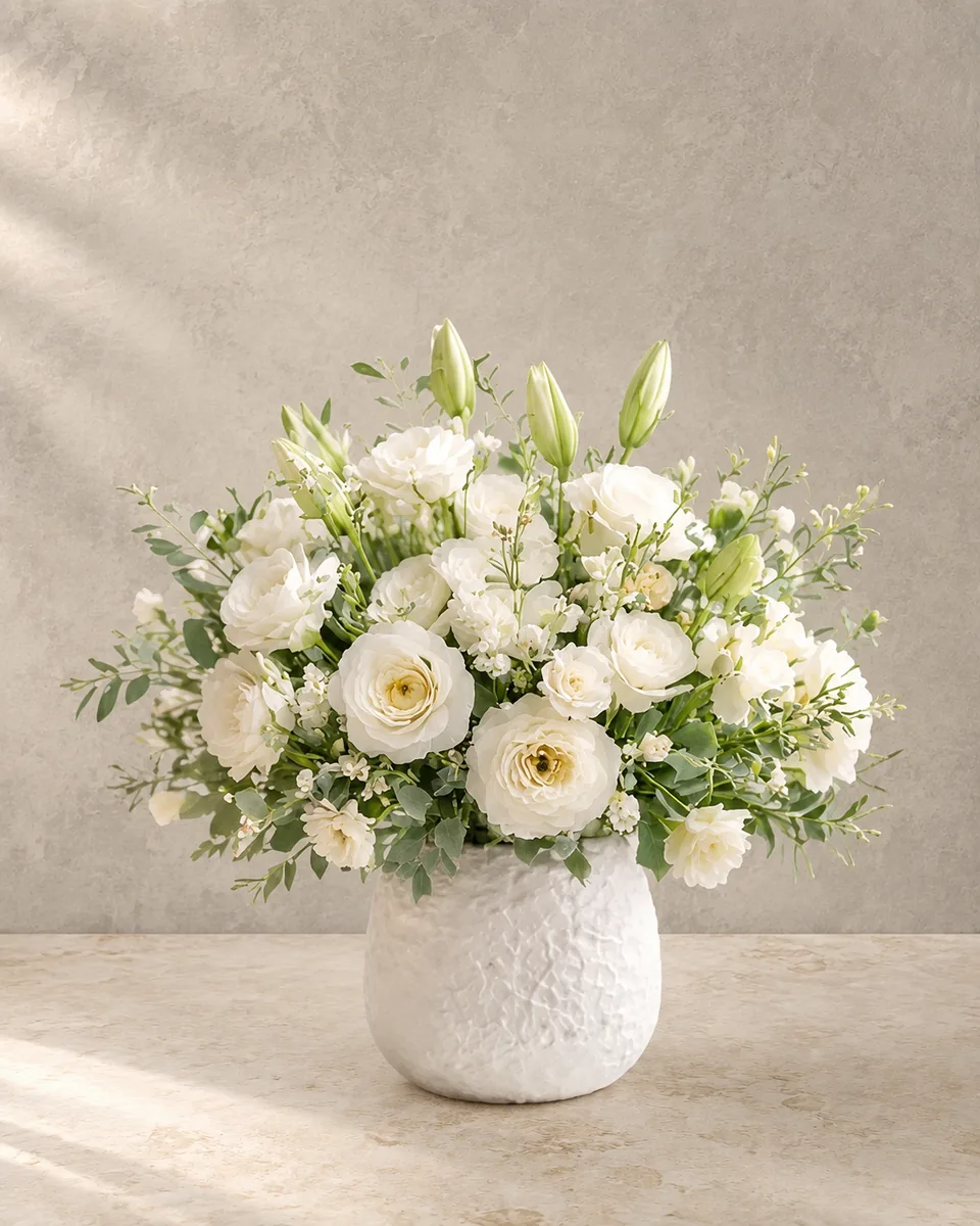 Sympathy flower arrangement handcrafted by Lola in Bloom, a Houston florist