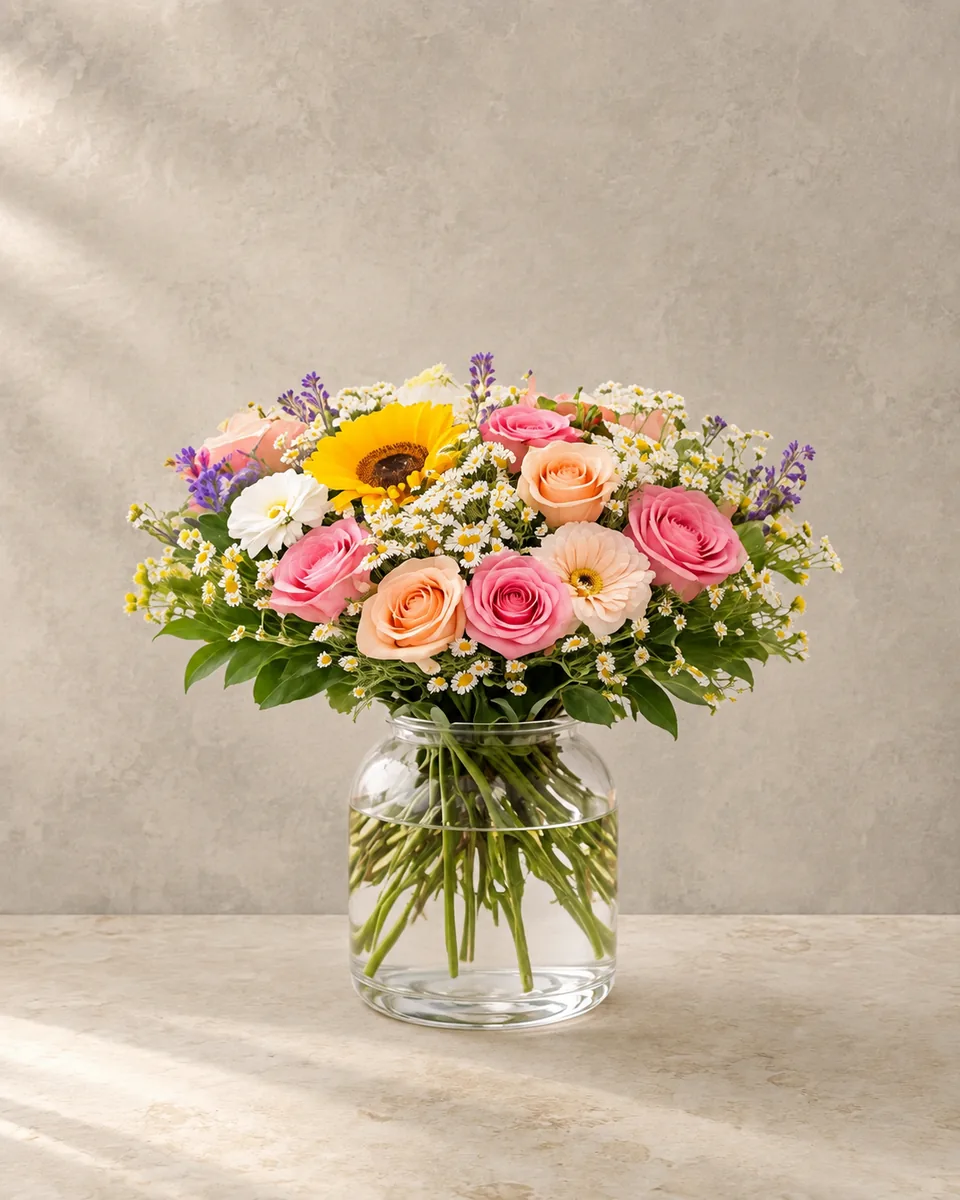 Sunlit birthday flower bouquet handcrafted by Lola in Bloom, a Houston Heights florist