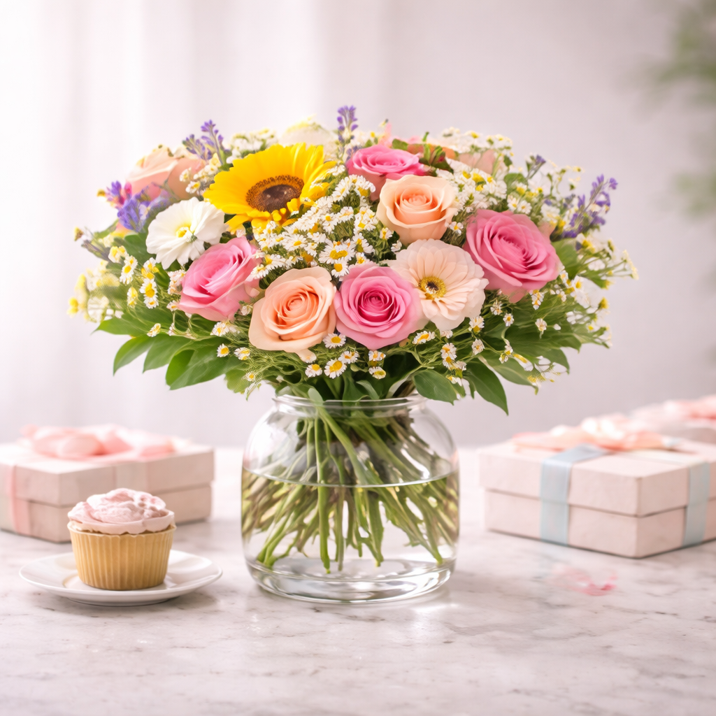 Bright birthday flower bouquet with same-day delivery in Houston Heights