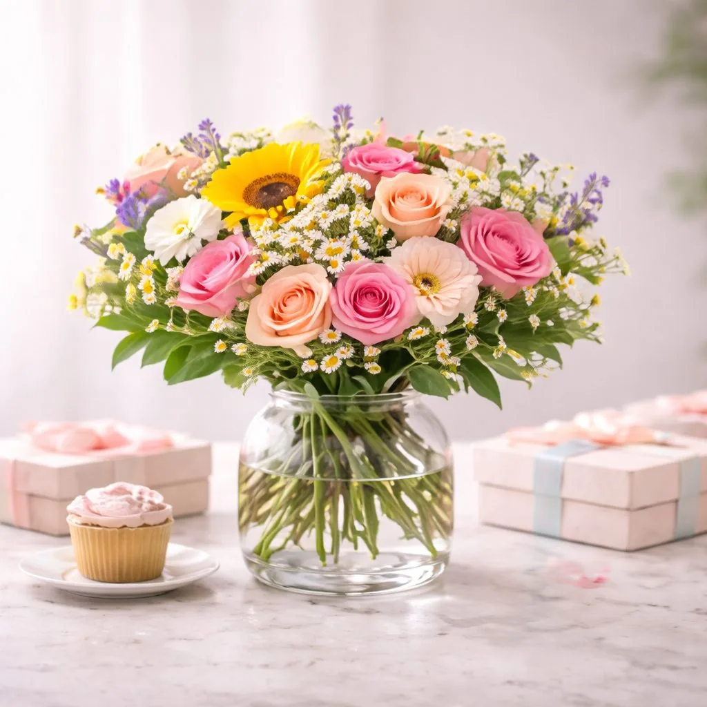 Sunlit birthday flower bouquet handcrafted by Lola in Bloom, a Houston Heights florist